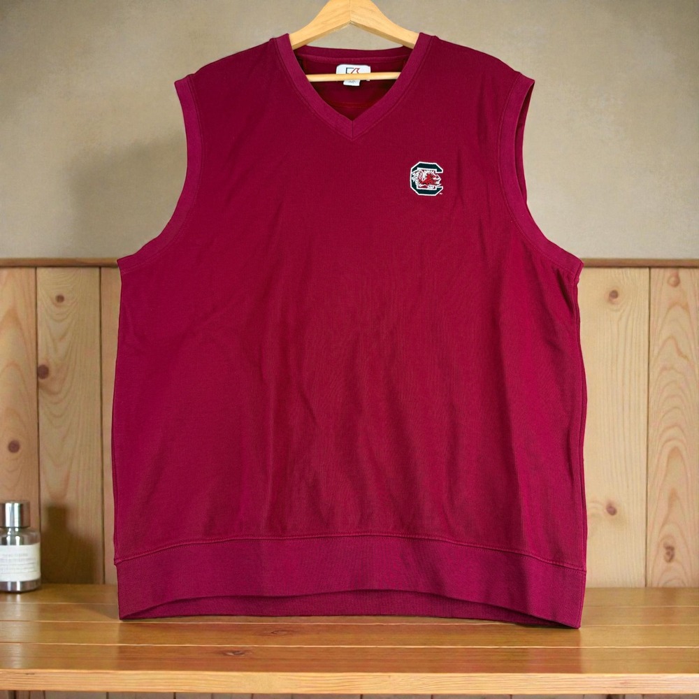 Cutter& Buck South Carolina Gamecocks V Neck‎ Sweater Vest L/G Burgundy
